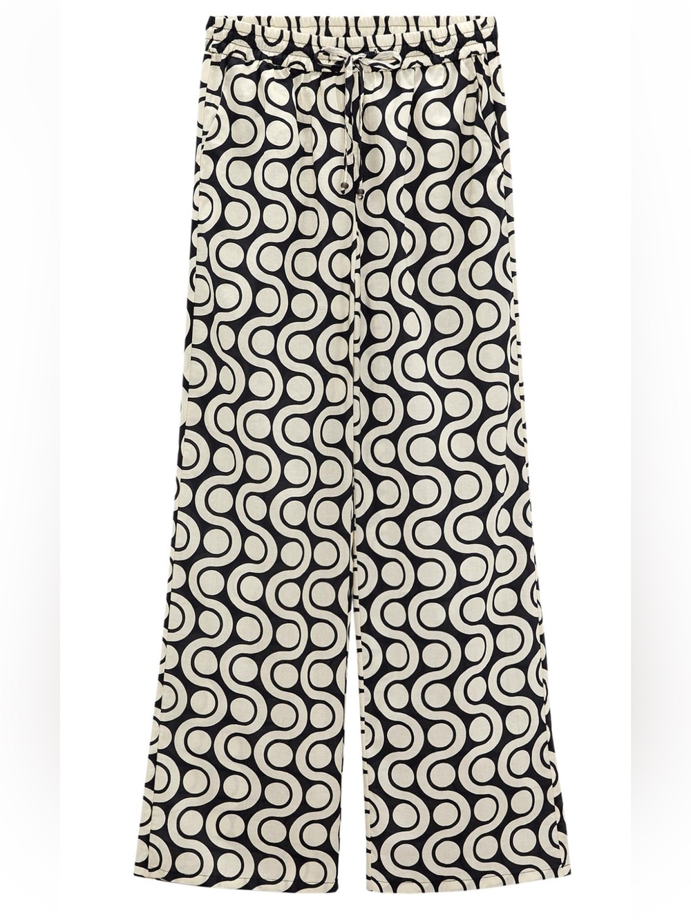 Zara Black & Cream Circular Cotton Pants